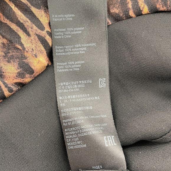 AllSaints Cora Ambient Skirt Midi Size 6 Animal Print Pleated High-Low Sheer - Picture 12 of 15